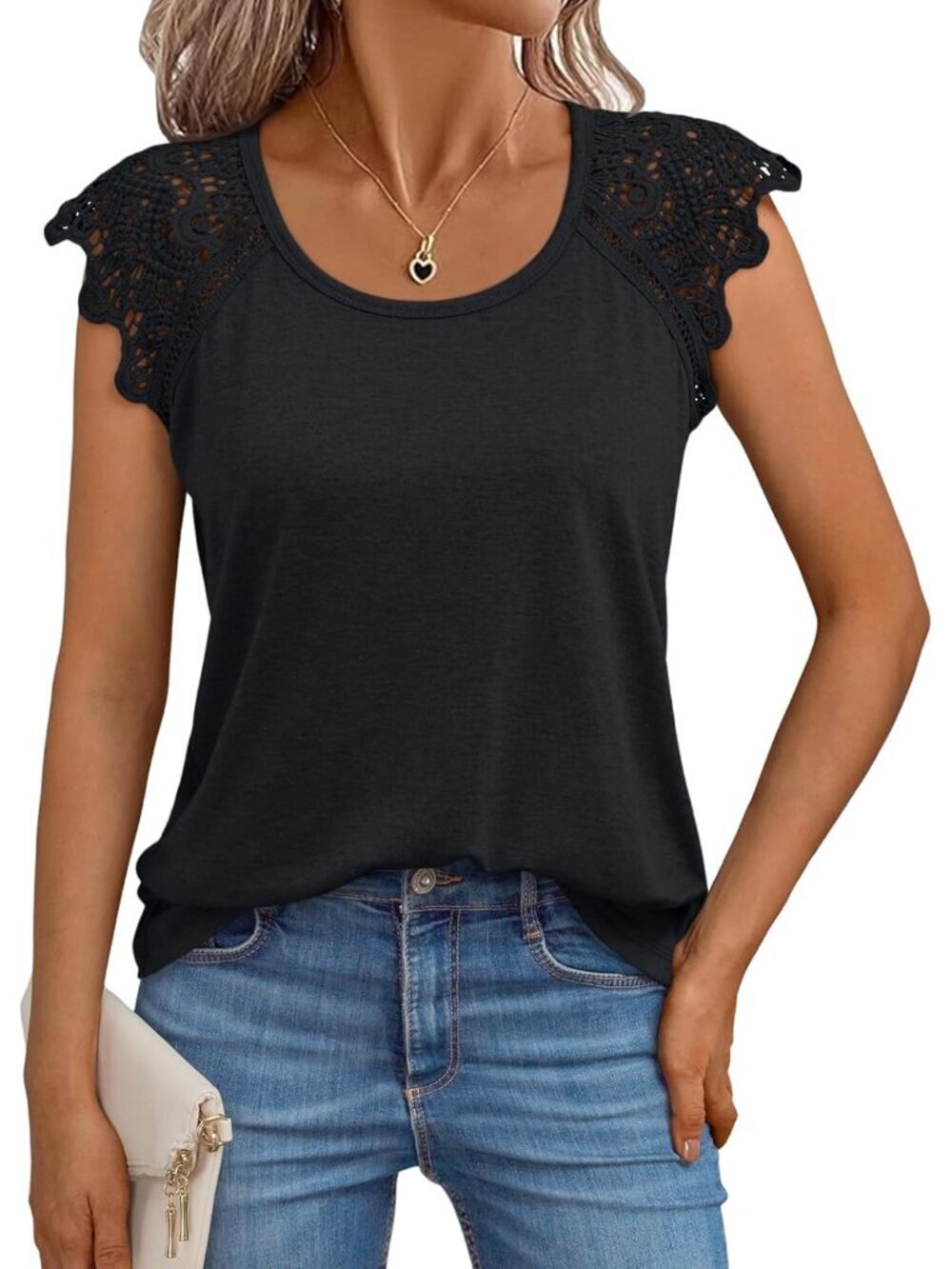 Womens Tops Casual Dressy Lace Summer Tee 2026 Cap Sleeve T Shirts Cute Basic Tr